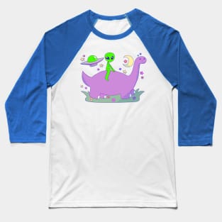 Alien Riding a Dinosaur Baseball T-Shirt